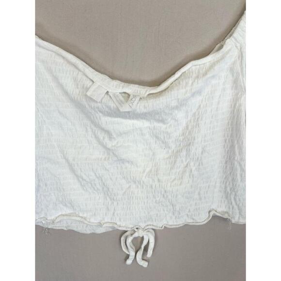 Roxy White Ruched Front Tie Detail Short Sleeve Off Shoulder Blouse Size XXL - Picture 6 of 13